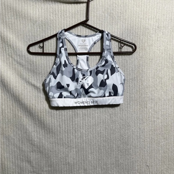Women's Best Charcoal Power Seamless Sports Bra M  Medium White Camouflage - Picture 2 of 7